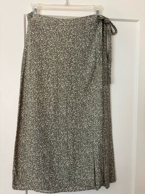Sage Green Wrap Midi Skirt